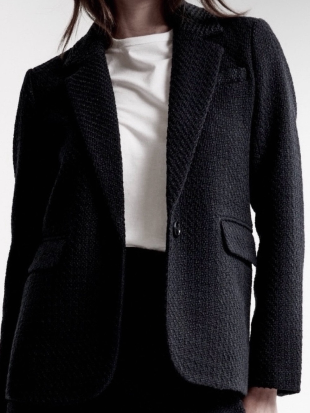 Abercrombie & Fitch Black Textured Woven Women's Blazer